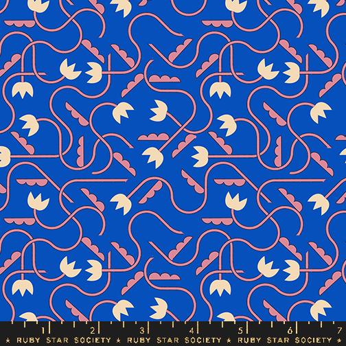 Woodland Park Tulips - Blue Ribbon - Quilt Fabric