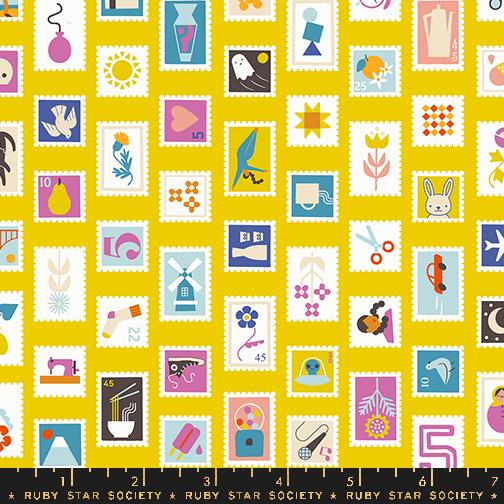 Salutations Stamps Golden Hour - Quilt Fabric