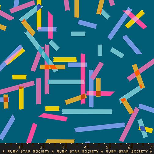 Washi Plus Tape Teal - Quilt Fabric