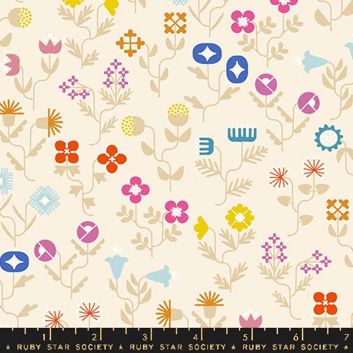 Salutations Flower Natural - Quilt Fabric