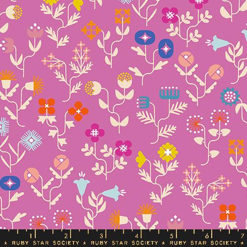 Salutations Flowers Heliotrope - Quilt Fabric