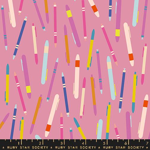 Salutations Pens Plum - Quilt Fabric