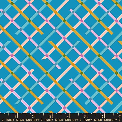 Washi Plus Grid Bright Blue - Quilt Fabric