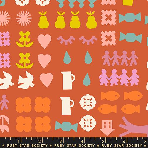 Paper Cuts 2 Novelty Persimmon - Quilt Fabric