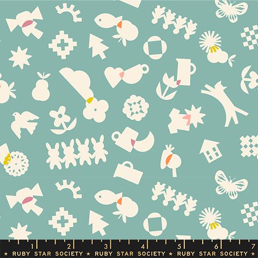 Paper Cuts 2 Shapes Water - Quilt Fabric