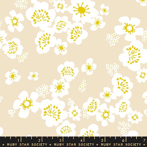 Paper Cuts 2 Flower Parchment - Quilt Fabric
