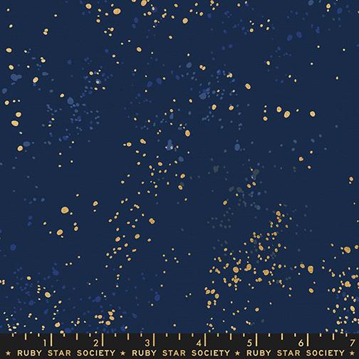 Speckled Canvas Metallic Navy - Quilt Fabric