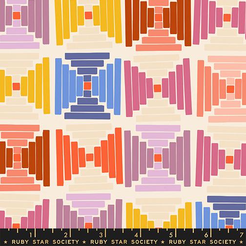 Persimmon Geometric Canvas Natural - Quilt Fabric