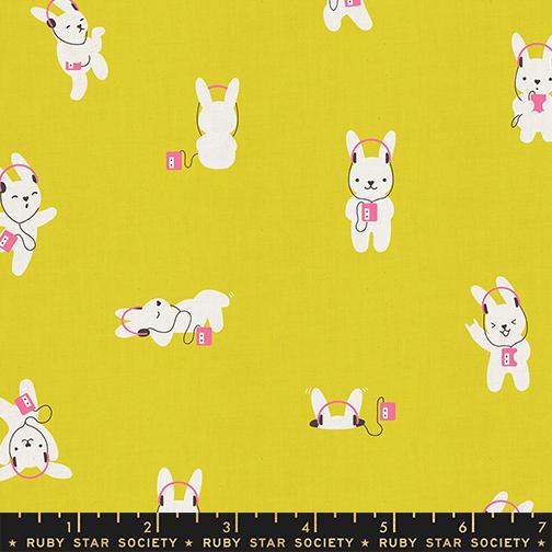 Lofi Linens Bunny Citron - Quilt Fabric