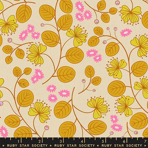 Lofi Linens Flower Parchment - Quilt Fabric