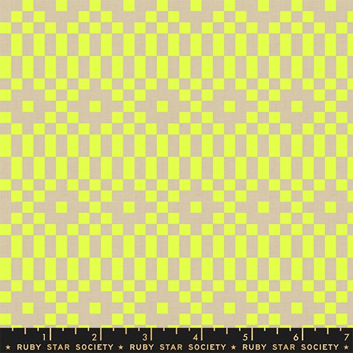 Lofi Linens Pixel Neon Yellow - Quilt Fabric