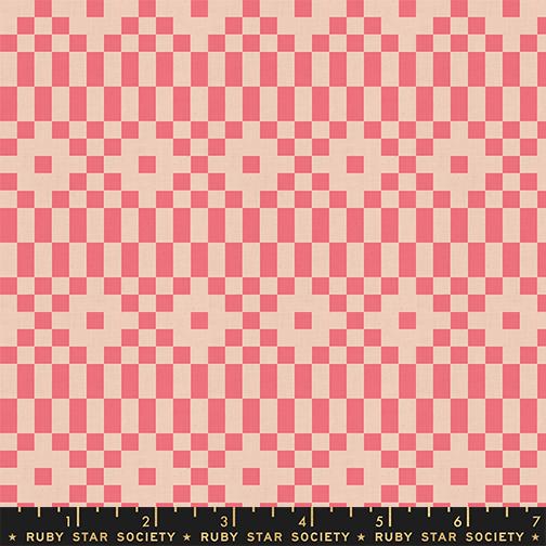 Lofi Linens Pixel Neon Coral - Quilt Fabric