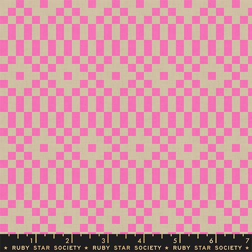 Lofi Linens Pixel Neon Pink - Quilt Fabric