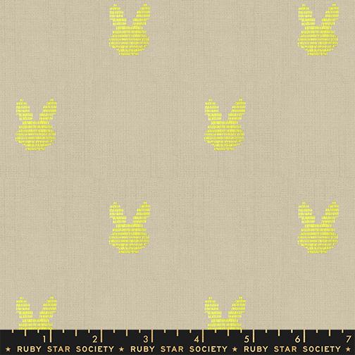 Lofi Loom Wovens Linen Bunny - Quilt Fabric, zoomed in. Select this picture to zoom back out.