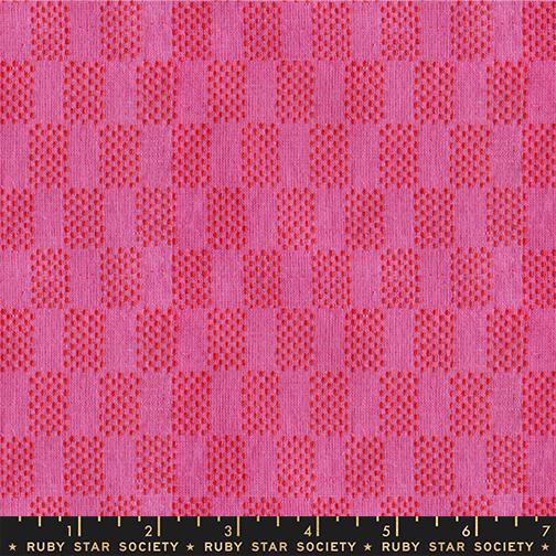 Lofi Loom Wovens Vivid Pink Geometric - Quilt Fabric, zoomed in. Select this picture to zoom back out.