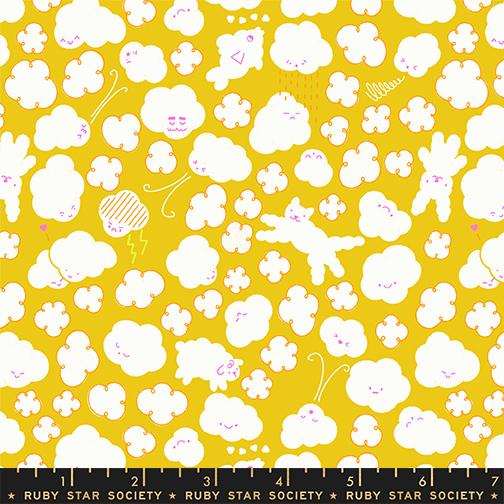 Float Cloudy Starfruit - Quilt Fabric, zoomed in. Select this picture to zoom back out.