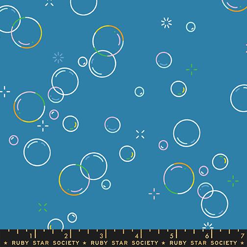 Float Bubbly Parachute Blue - Quilt Fabric, zoomed in. Select this picture to zoom back out.