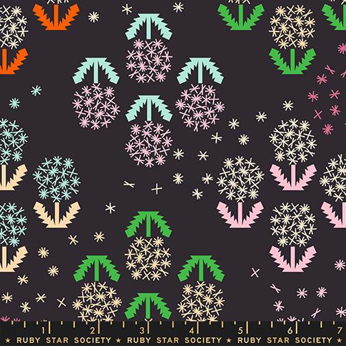 Float Wishes Canvas Soft Black - Quilt Fabric, zoomed in. Select this picture to zoom back out.