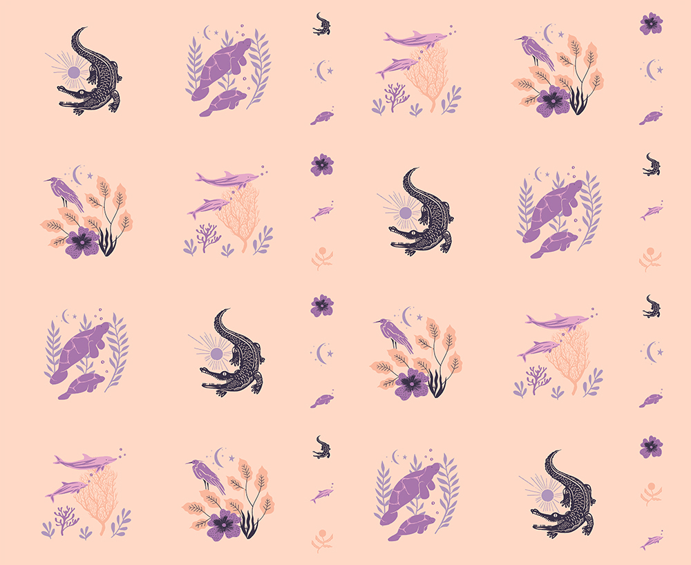 Florida Volume 2 Panel Peach Cream - Quilt Panel