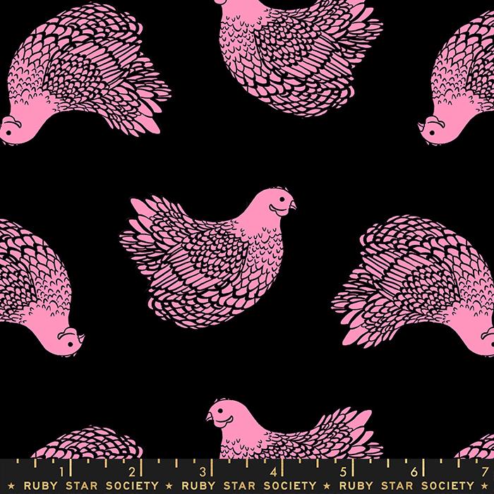 Backyard Chicken Black - Quilt Fabric