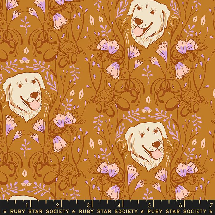 Dog Park Golden - Earth - Quilt Fabric
