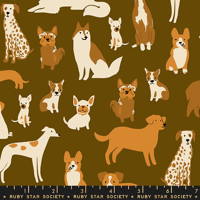 Dog Park Dogs - Cocoa - Quilt Fabric