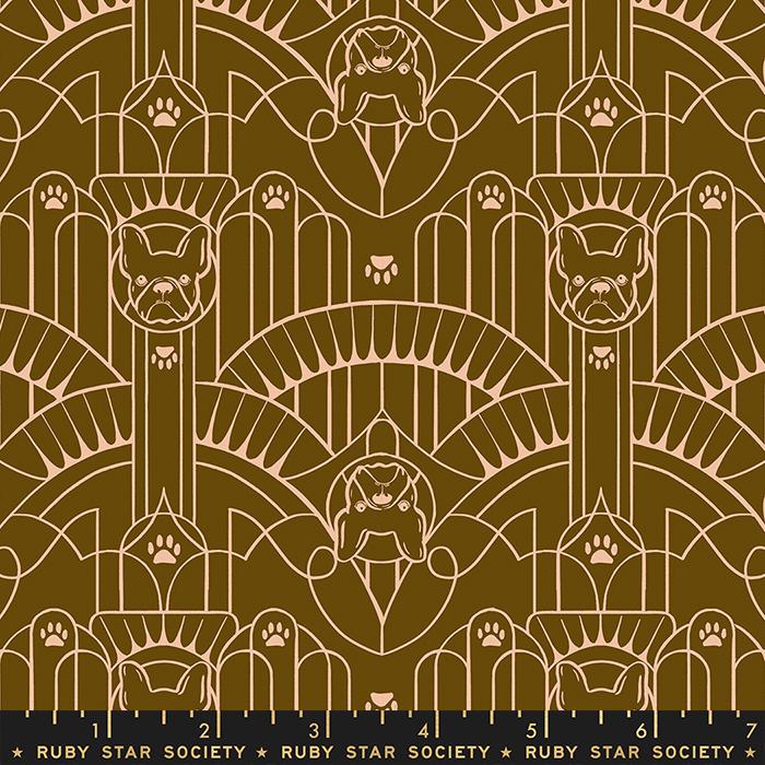 Dog Park Art Deco - Cocoa - Quilt Fabric
