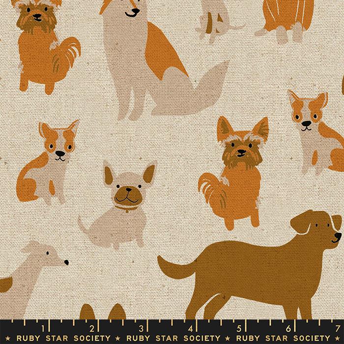 Dog Park - Canvas Linen Natural - Quilt Fabric