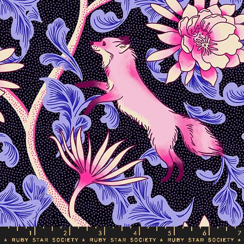 Glow Garden Fox Black - Quilt Fabric