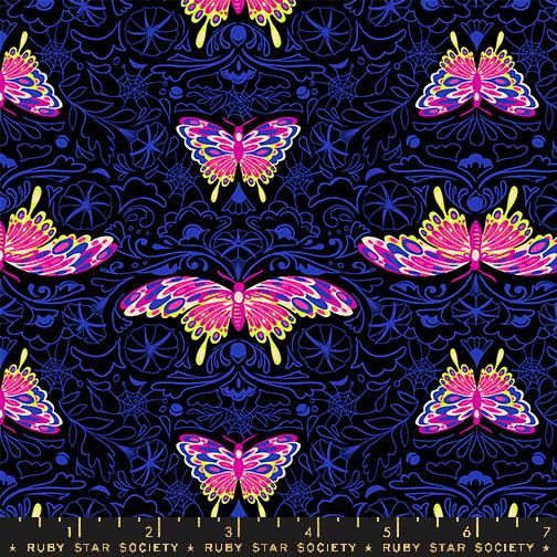Glow Garden Butterfly Black - Quilt Fabric