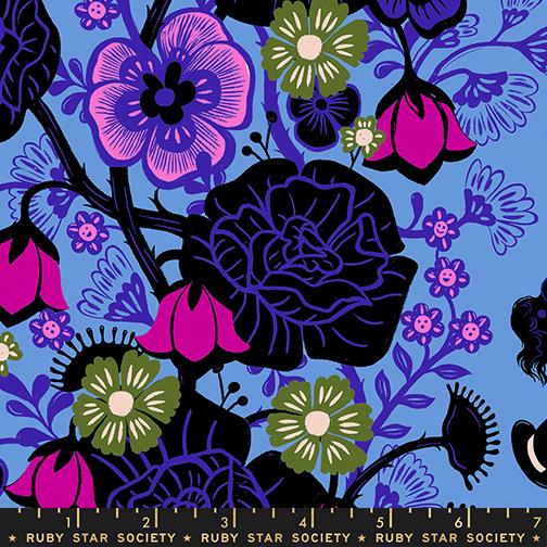 Hello Alice Damask Lindley Blue - Quilt Fabric
