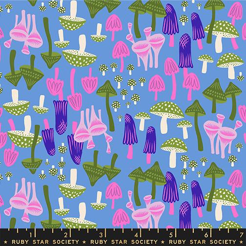 Hello Alice Mushroom Lindley Blue - Quilt Fabric