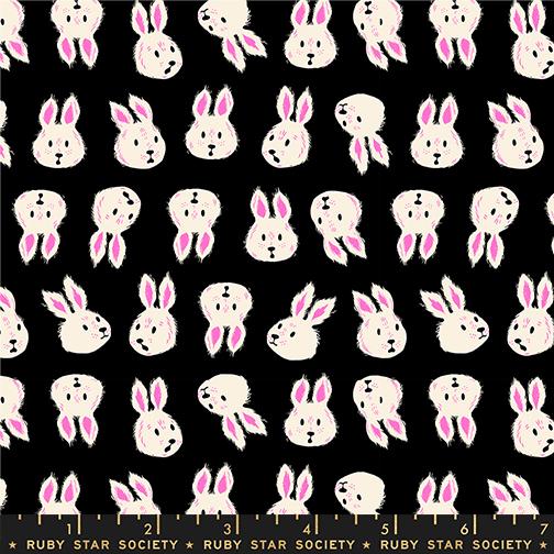 Hello Alice Rabbit Black - Quilt Fabric