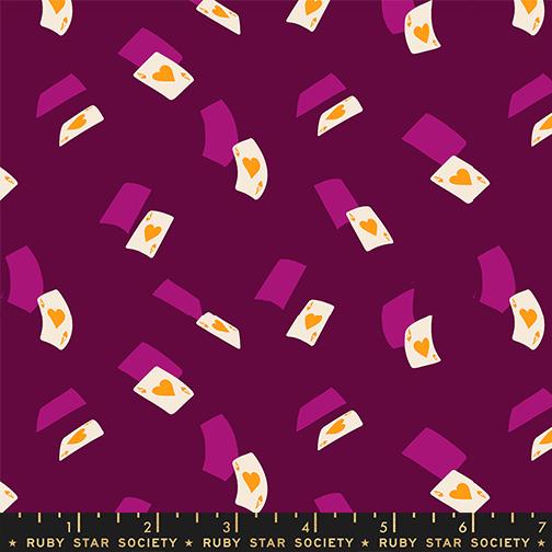 Hello Alice Cards Purple Velvet - Quilt Fabric