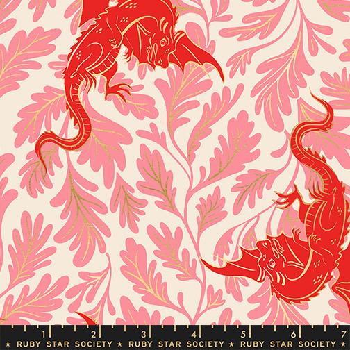 Fireglow Dragons Metallic Dark Ruby - Quilt Fabric