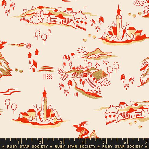 Fireglow Castle Metallic Dark Ruby - Quilt Fabric