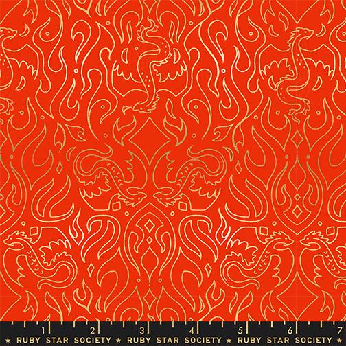 Fireglow Fire Metallic Dark Ruby - Quilt Fabric