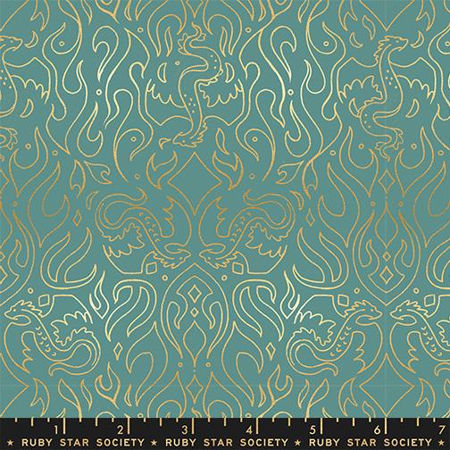 Fireglow Fire Metallic Watercress - Quilt Fabric