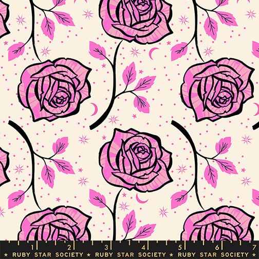 Ink Shop Rose Lipstick - Quilt Fabric, zoomed in. Select this picture to zoom back out.