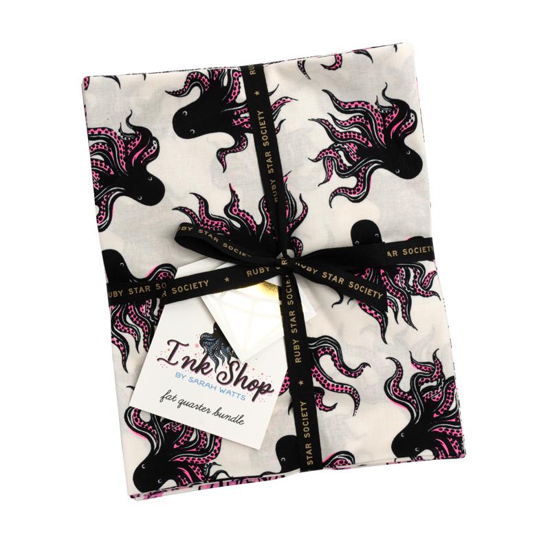 Ink Shop - Fat Quarter Bundle, zoomed in. Select this picture to zoom back out.