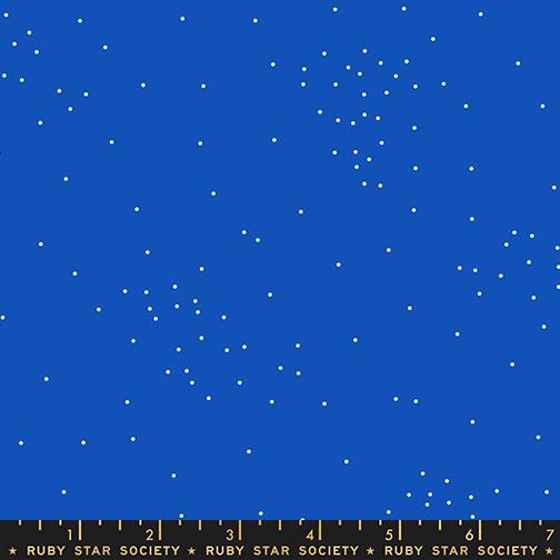 Ink Shop Dots Blue Ribbon - Quilt Fabric, zoomed in. Select this picture to zoom back out.