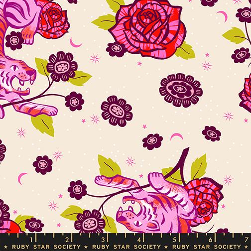 Ink Shop Tigers Shell - Quilt Fabric, zoomed in. Select this picture to zoom back out.
