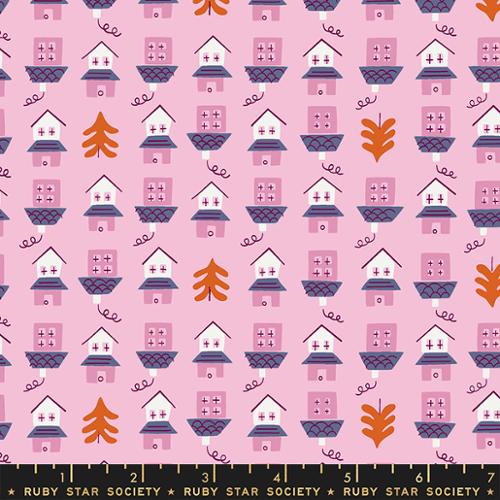 Tarrytown Orchid - Little Houses - Quilt Fabric