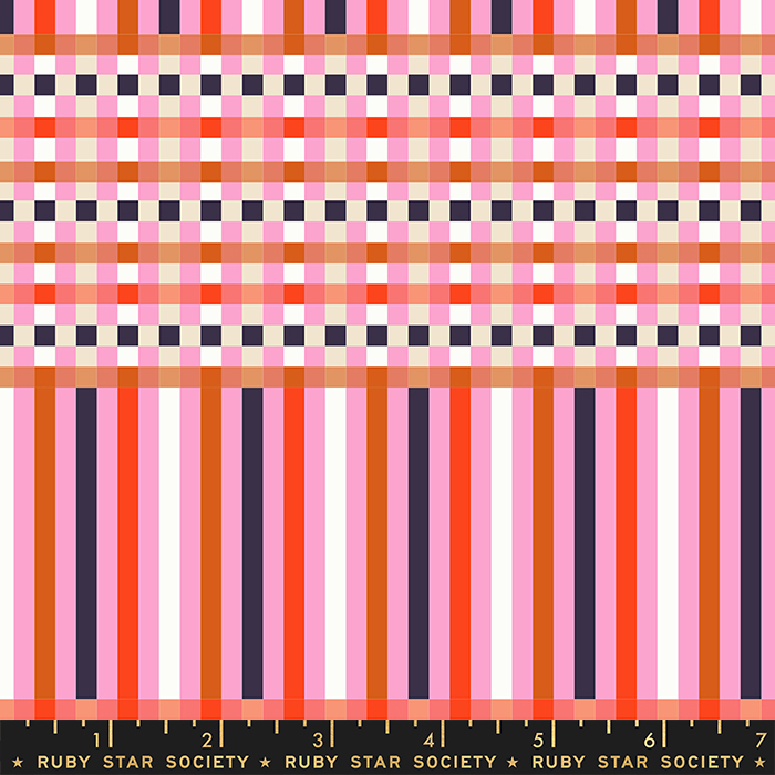 Petunia Flamingo - Gingham  Line Plaid - Quilt Fabric