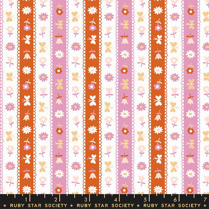 Lil Ribbon Stripe Peony - Quilt Fabric
