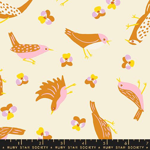 Bird Is The Word Natural - Quilt Fabric