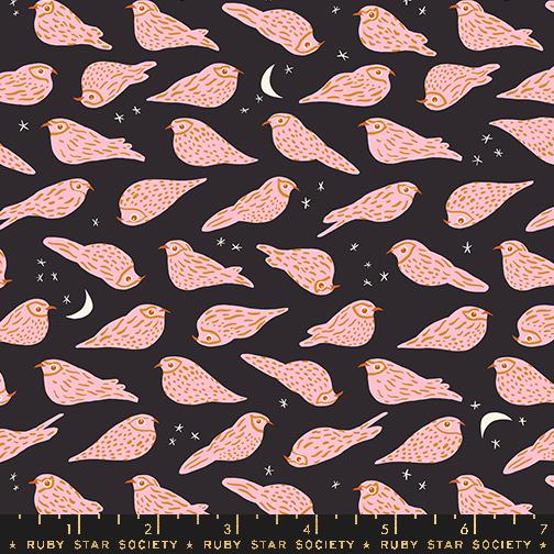 Bird Is The Word Soft Black - Quilt Fabric