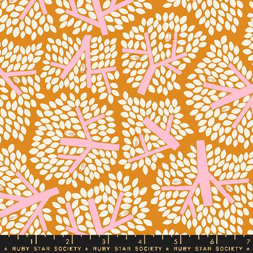 Bird Is The Word Turmeric - Quilt Fabric