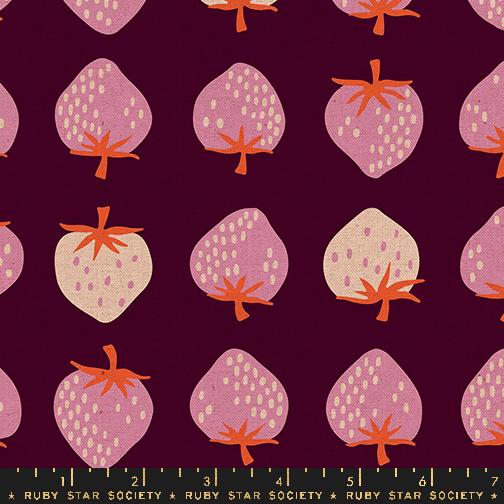 Strawberry Canvas Deep Plum - Quilt Fabric