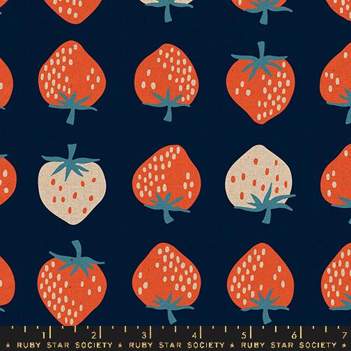 Strawberry Canvas Navy - Quilt Fabric